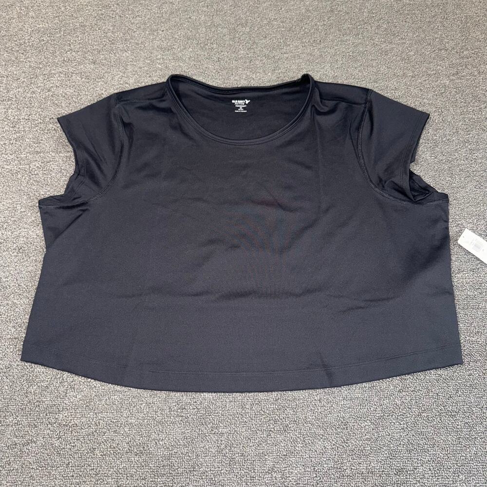 NWT Old Navy Active Powersoft Go-Dry Black Crop Top Short Sleeve Plus Size‎ 2X